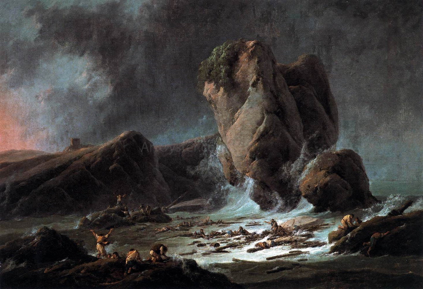 Jean-Baptiste Pillement Shipwrecked Sailors Coming Ashore - Canvas Print