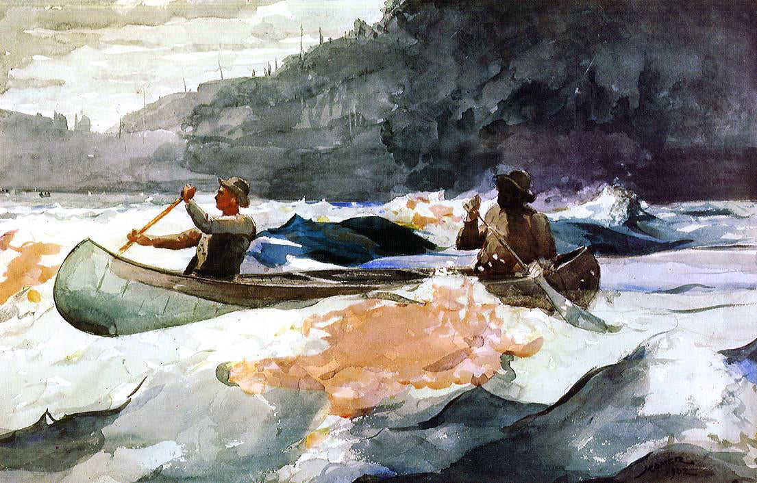 Winslow Homer A Shooting the Rapids Scene - Canvas Print