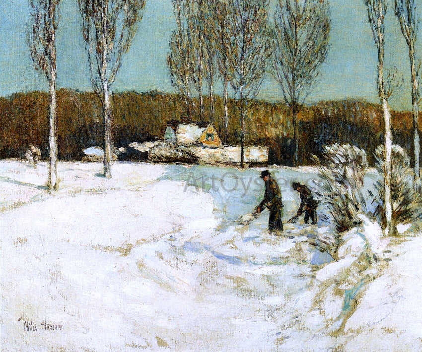 Frederick Childe Hassam Shoveling Snow, New England - Canvas Print