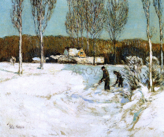Frederick Childe Hassam Shoveling Snow, New England - Canvas Print