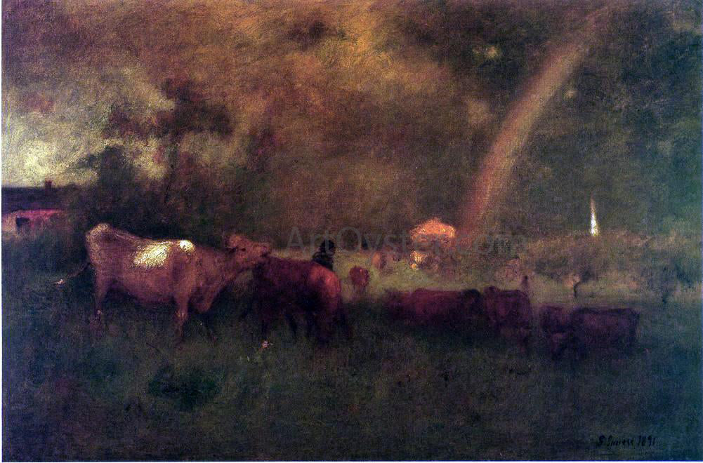 George Inness Shower on the Deleware River - Canvas Print