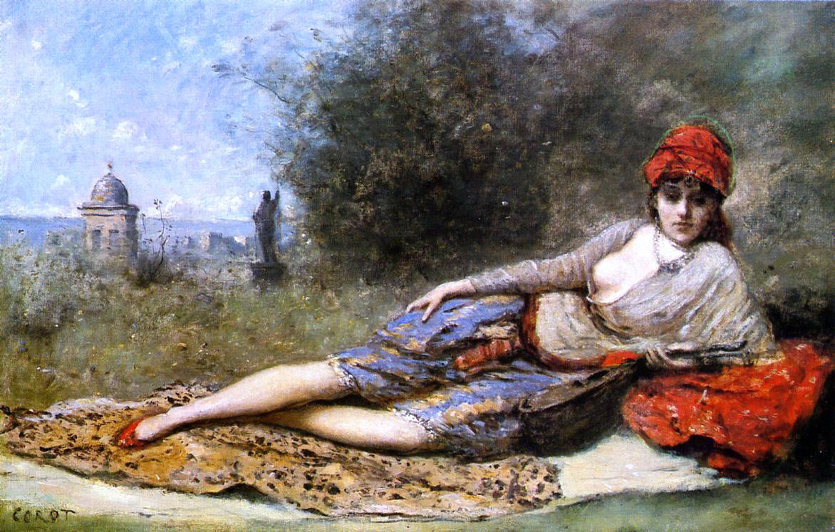 Jean-Baptiste-Camille Corot Sicilian Odalisque - Canvas Print