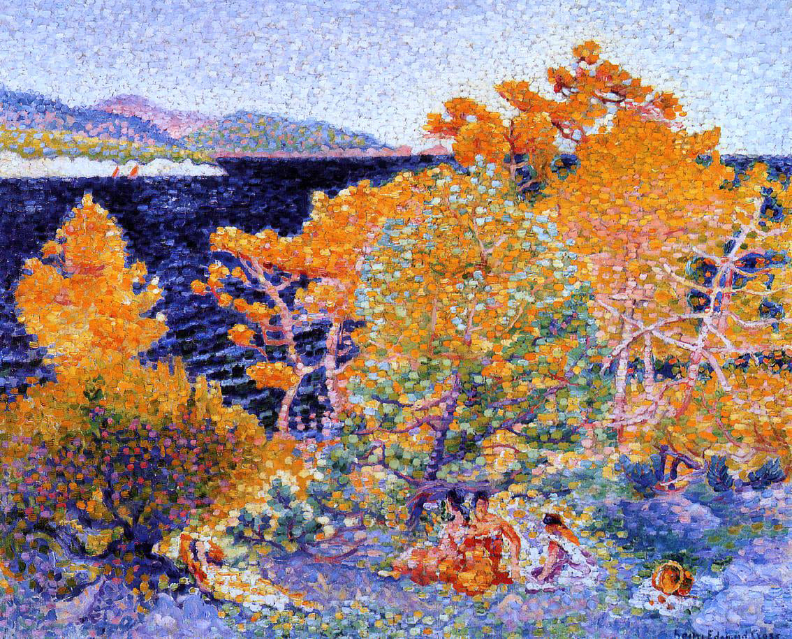 Henri Edmond Cross Siesta by the Water - Canvas Print