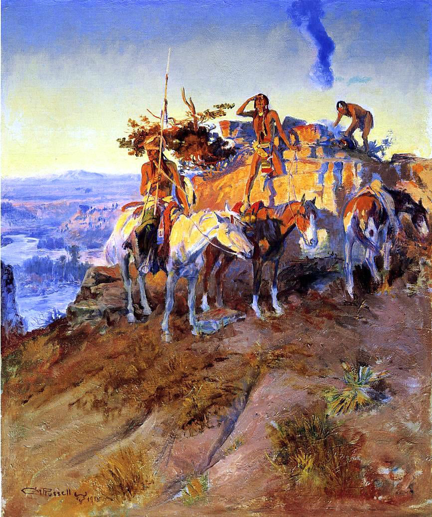 Charles Marion Russell Signal Smoke - Canvas Print