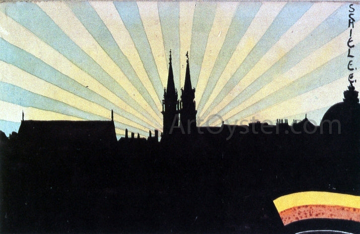 Egon Schiele Silhouette of Klosterneuburg - Canvas Print
