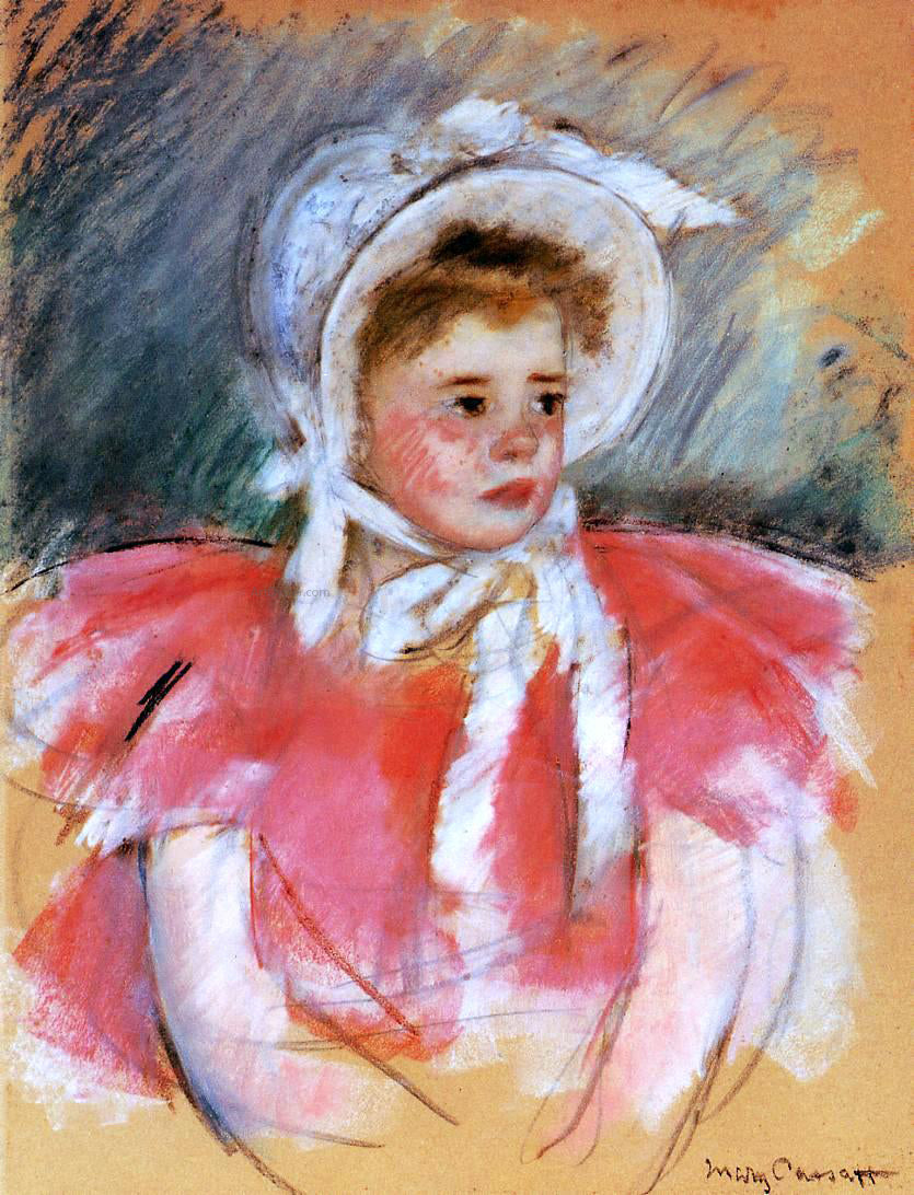 Mary Cassatt Simone in White Bonnet Seated with Clasped Hands (no.1) - Canvas Print