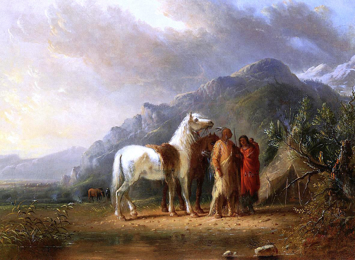 Alfred Jacob Miller A Sioux Camp - Canvas Print