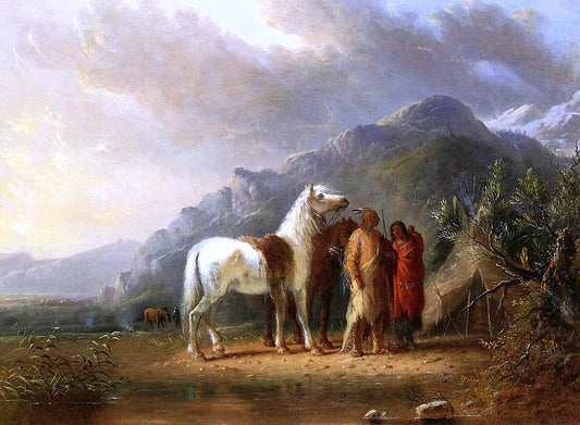 Alfred Jacob Miller A Sioux Camp - Canvas Print