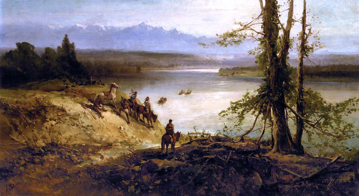 Andrew W Melrose Sioux Tribe on the Platte River - Canvas Print