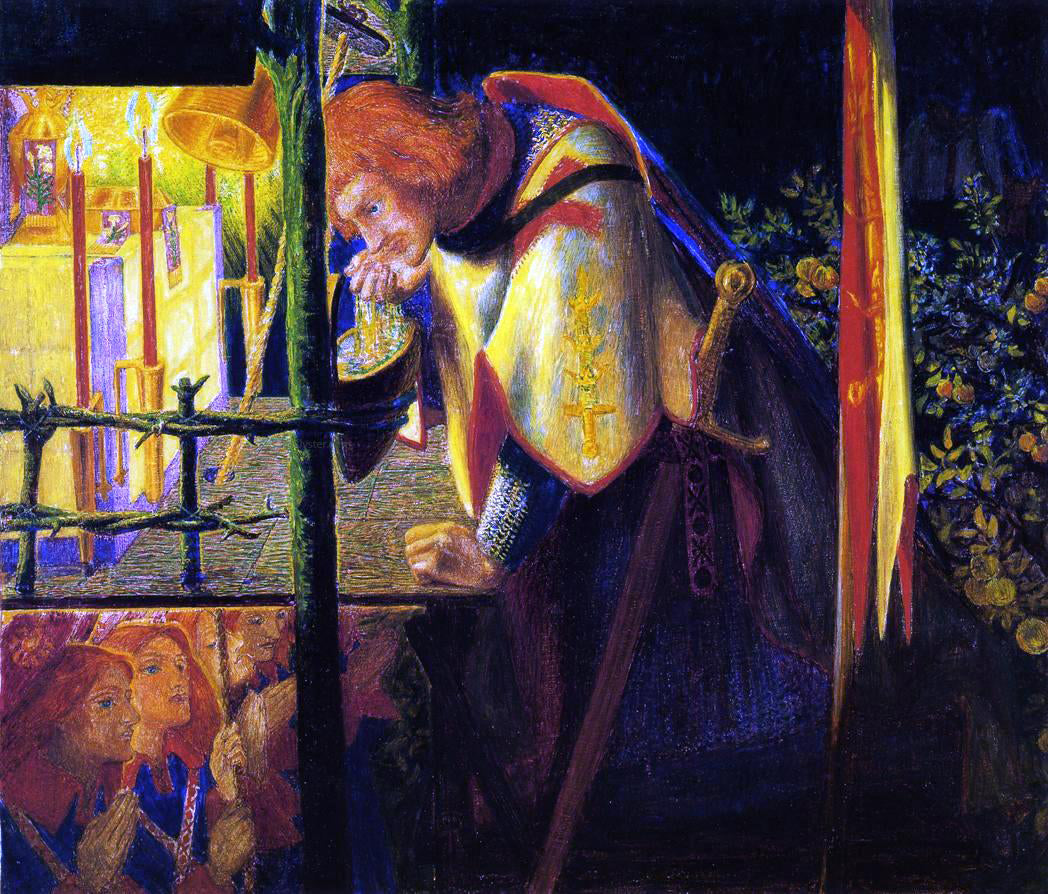 Dante Gabriel Rossetti Sir Galahad at the Ruined Chapel - Canvas Print
