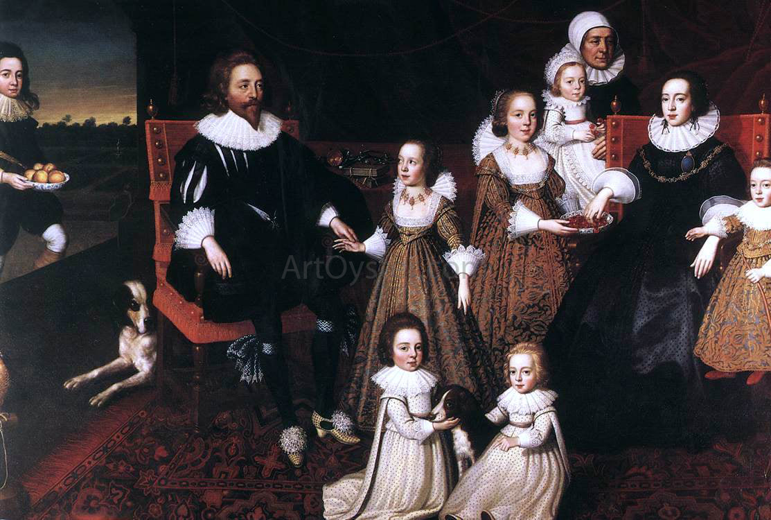 Cornelius Johnson Sir Thomas Lucy and his Family - Canvas Print