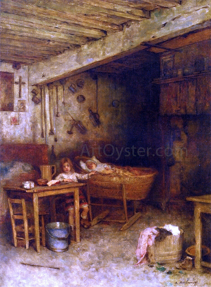 Alexei Alexeievich Harlamoff Sisterly Love - Canvas Print