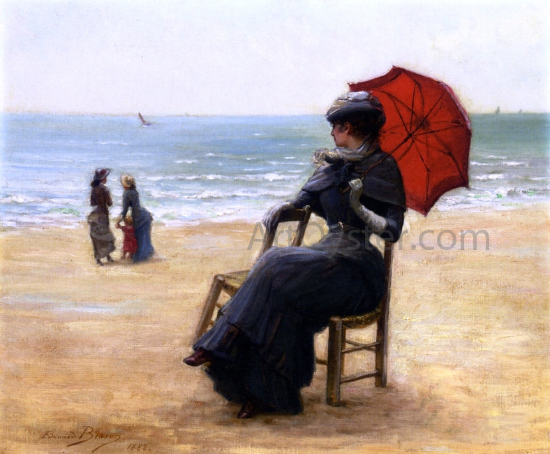 Edouard Bisson Sitting by the Sea - Canvas Print