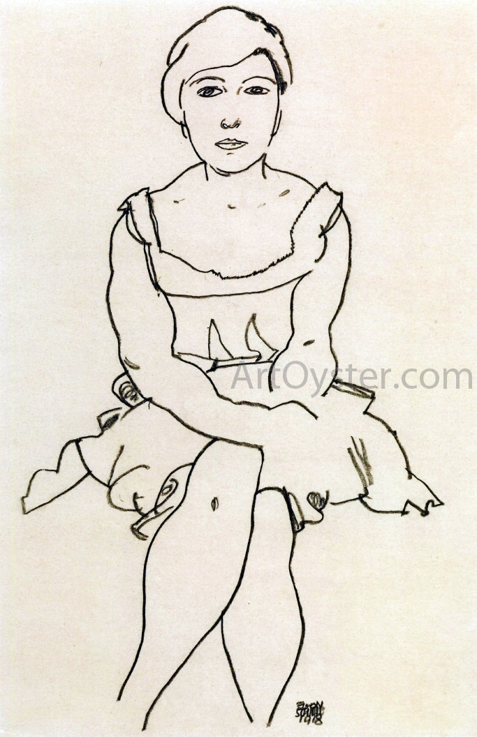 Egon Schiele Sitting Woman - Canvas Print