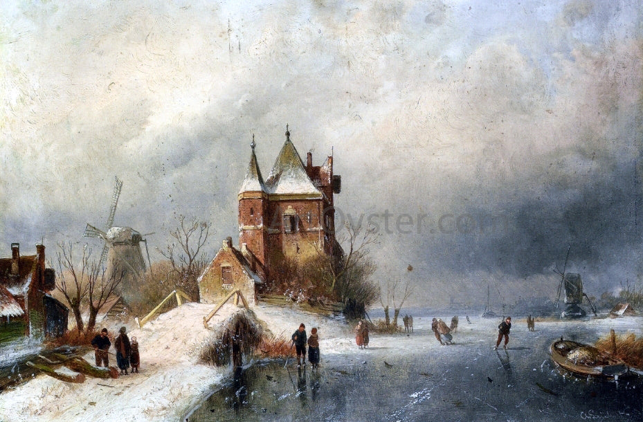 Charles Joseph Leickert Skaters in Holland - Canvas Print
