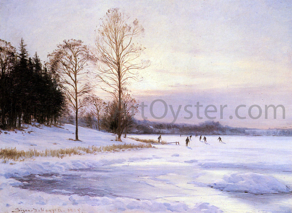 Sigvard-Marius Hansen Skaters on a Frozen Pond - Canvas Print