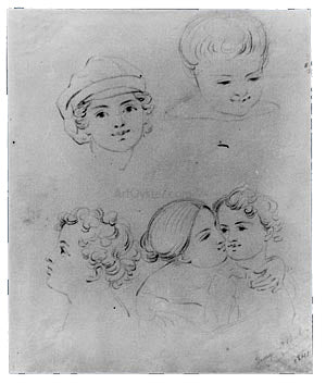 Jr. George Augustus Baker Sketches of Heads (from McGuire Scrapbook) - Canvas Print