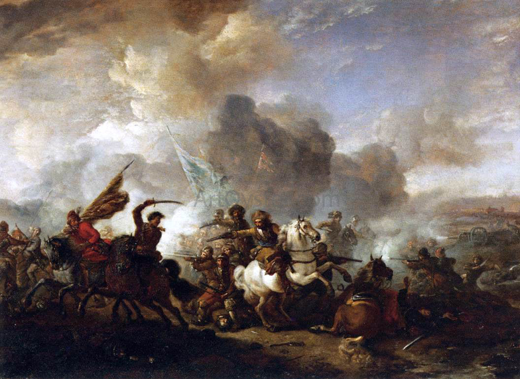Philips Wouwerman Skirmish of Horsemen between Orientals and Imperials - Canvas Print