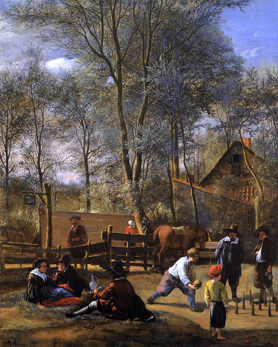 Jan Steen Skittle Players outside an Inn - Canvas Print