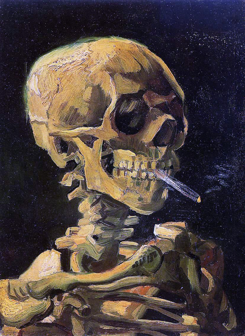 Vincent Van Gogh A Skull with Burning Cigarette - Canvas Print