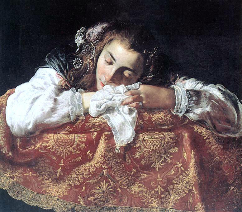 Domenico Feti Sleeping Girl - Canvas Print