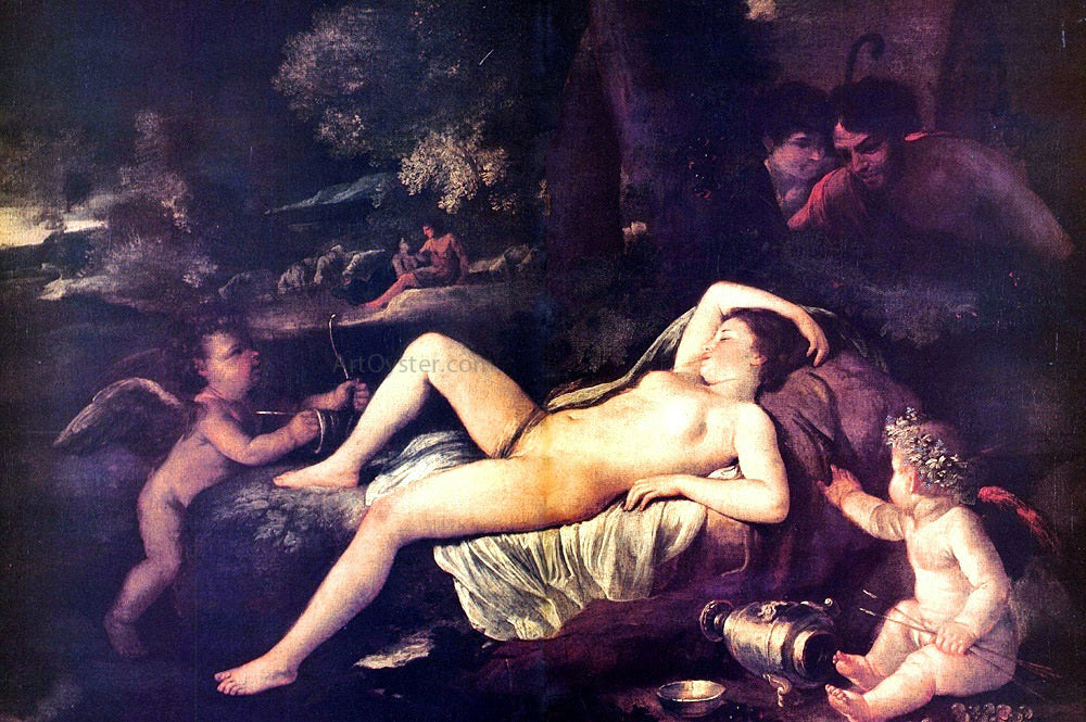 Nicolas Poussin Sleeping Venus and Cupid - Canvas Print