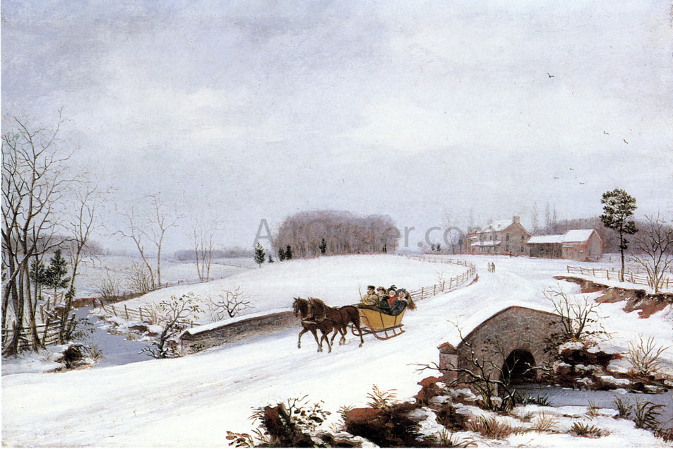 Thomas Birch Sleigh Ride on a Gray Day - Canvas Print