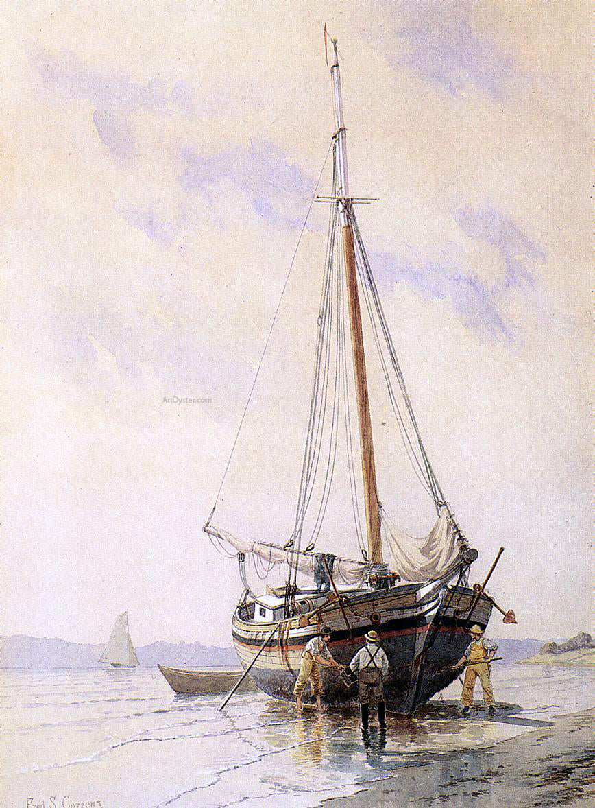 Frederic Schiller Cozzens Sloop Aground on the Hudson - Canvas Print
