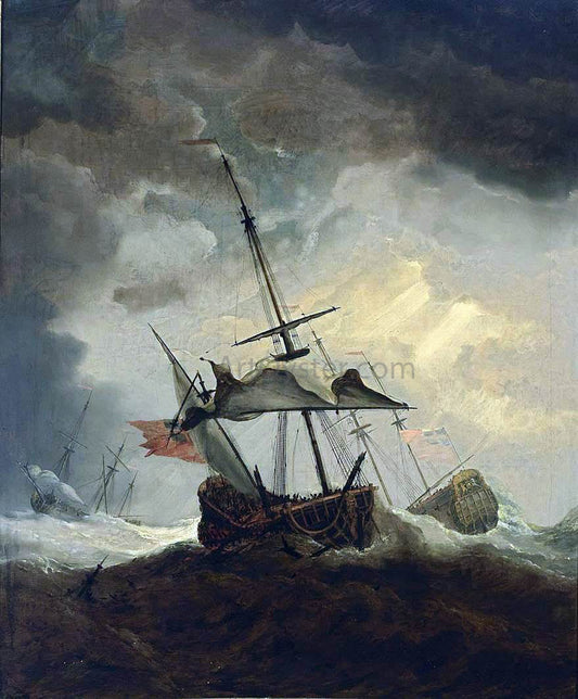 The Younger Willem Van de  Velde Small English Ship Dismasted in a Gale - Canvas Print