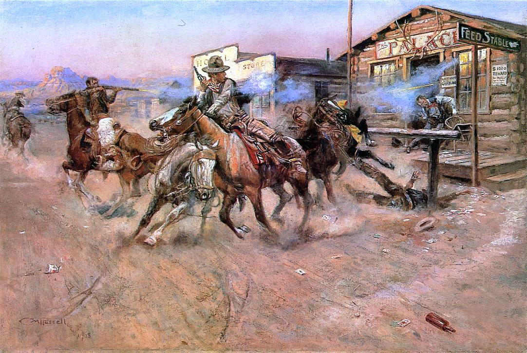 Charles Marion Russell Smoke of a .45 - Canvas Print