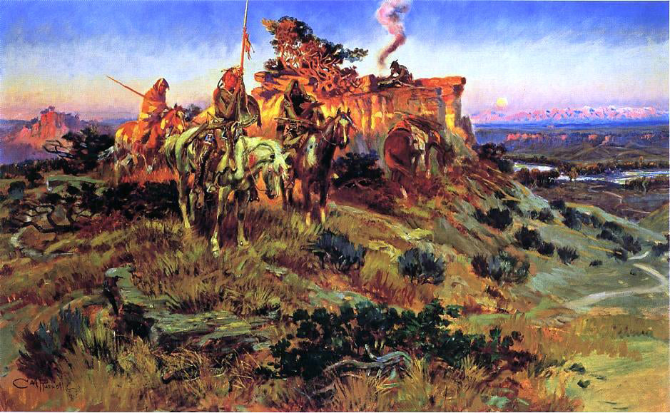 Charles Marion Russell Smoke Talk - Canvas Print