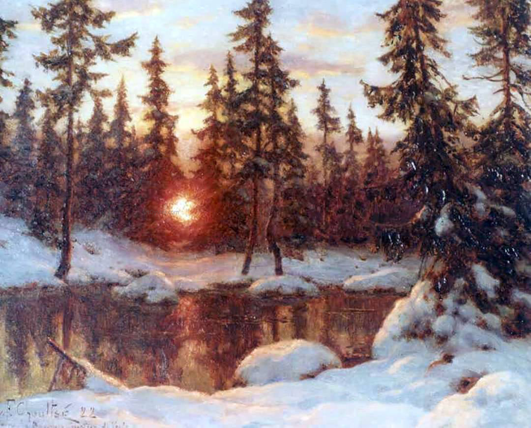 Ivan Fedorovich Choultse Snow and Sunset - Canvas Print