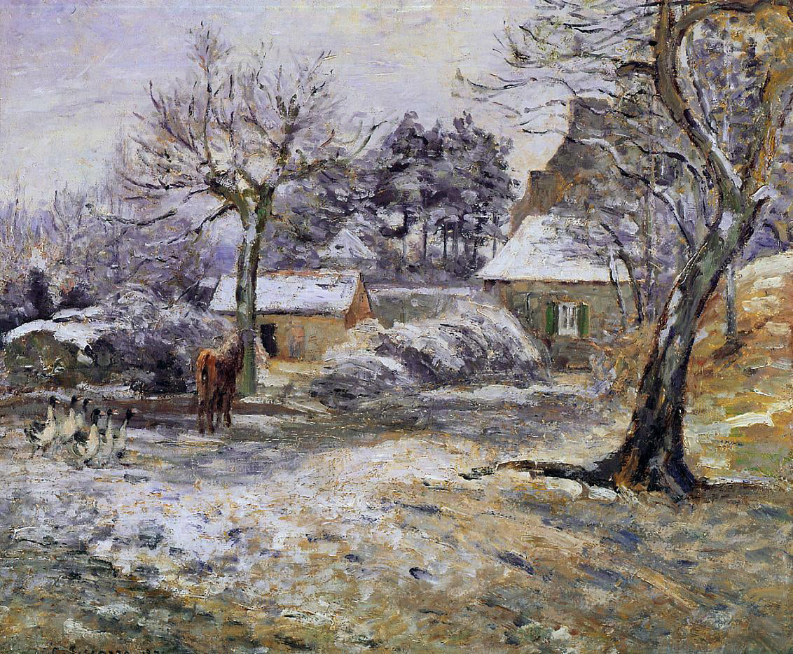 Camille Pissarro Snow at Montfoucault - Canvas Print
