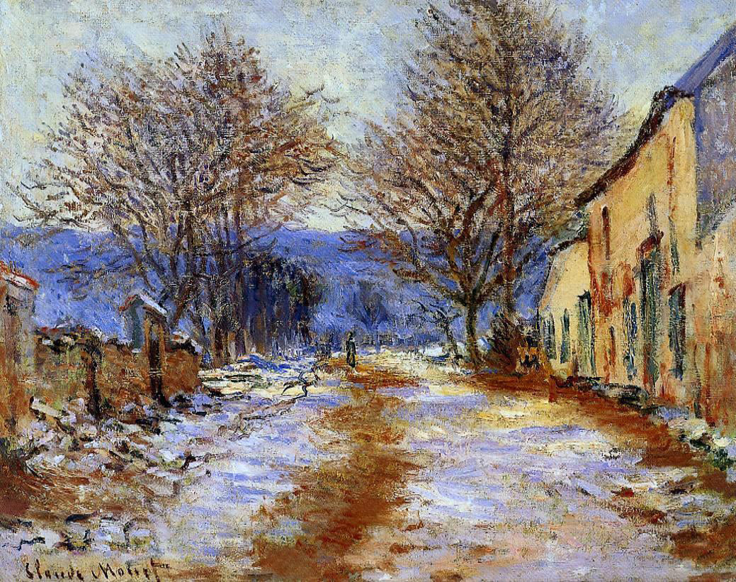 Claude Oscar Monet A Snow Effect at Limetz - Canvas Print