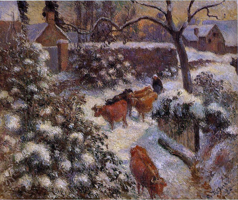 Camille Pissarro A Snow Effect in Montfoucault - Canvas Print