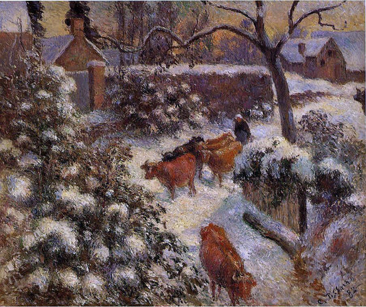 Camille Pissarro A Snow Effect in Montfoucault - Canvas Print