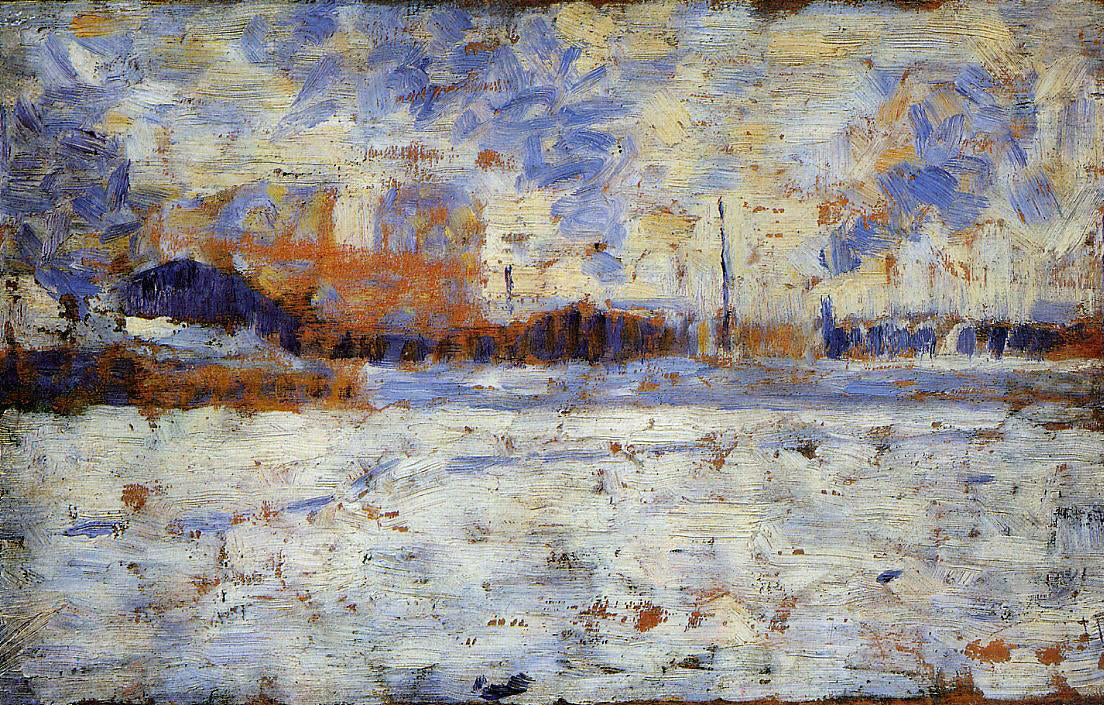 Georges Seurat Snow Effect: Winter in the Suburbs - Canvas Print