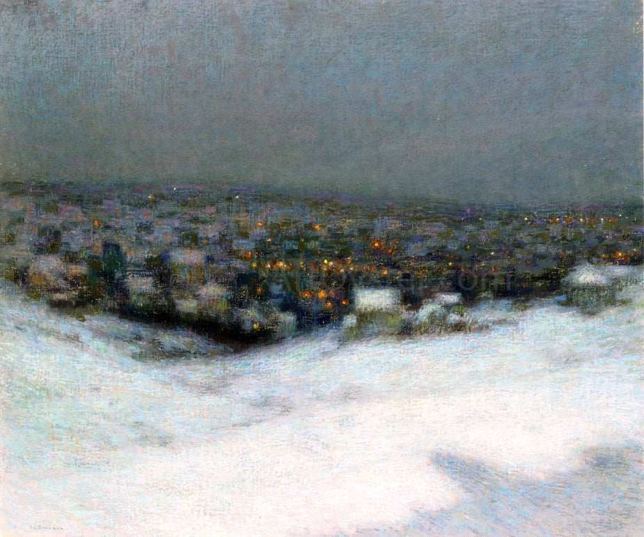 Henri Le Sidaner Snow in the Moonlight - Canvas Print