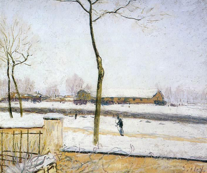Alfred Sisley Snow Scene - Moret Station - Canvas Print