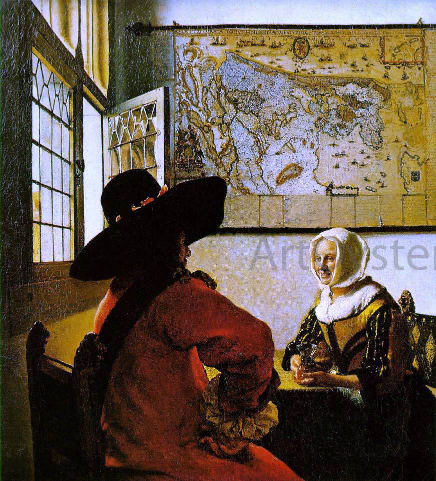 Johannes Vermeer Soldier and a Laughing Girl - Canvas Print