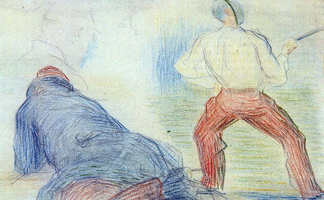Georges Seurat Soldier Fencing, Another Reclining - Canvas Print