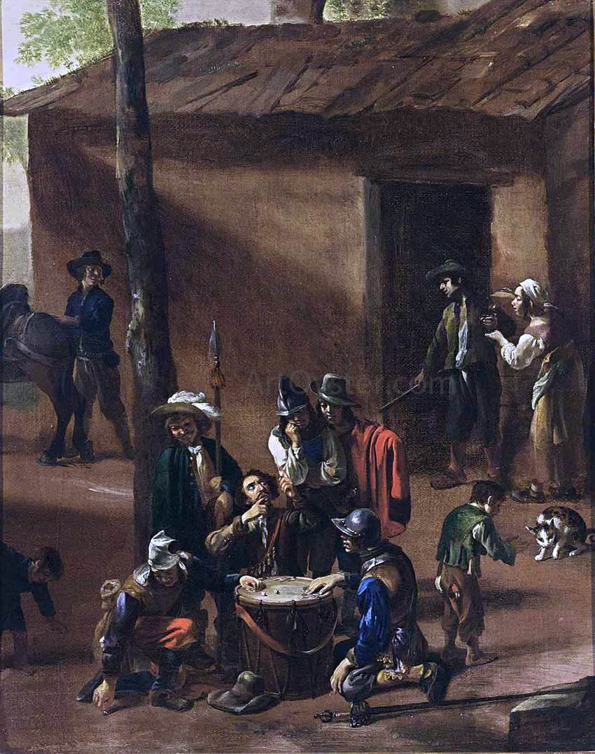 Michelangelo Cerquozzi Soldiers Playing Dice - Canvas Print