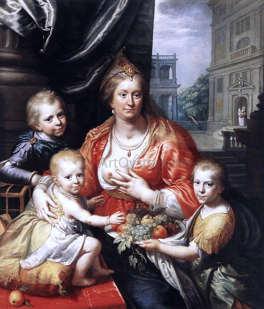 Paulus Moreelse Sophia Hedwig, Countess of Nassau Dietz, with her Three Sons - Canvas Print