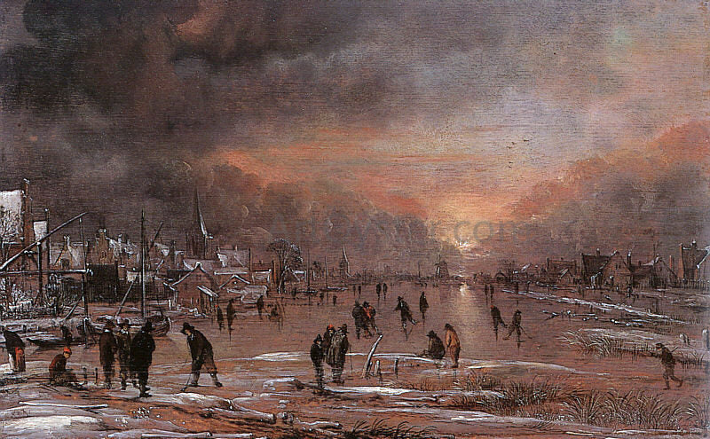 Aert Van der Neer Sports on a Frozen River - Canvas Print