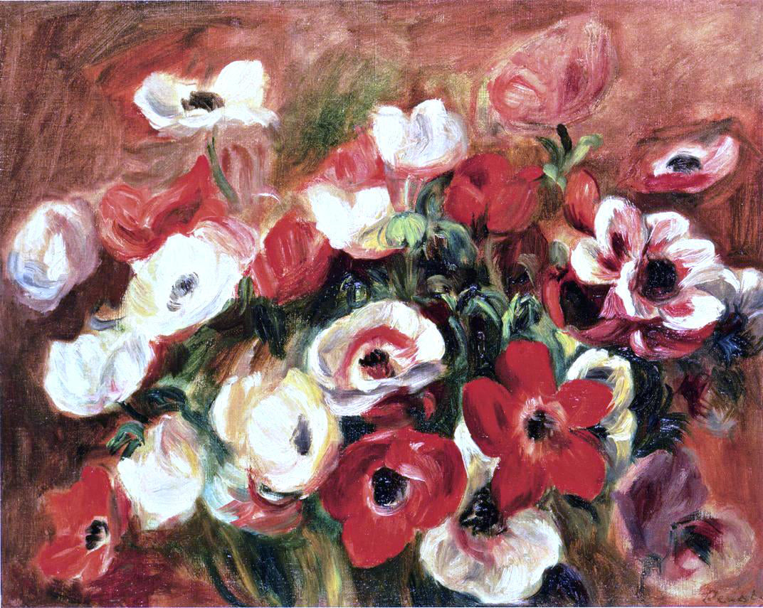Pierre Auguste Renoir Spray of Anemones - Canvas Print