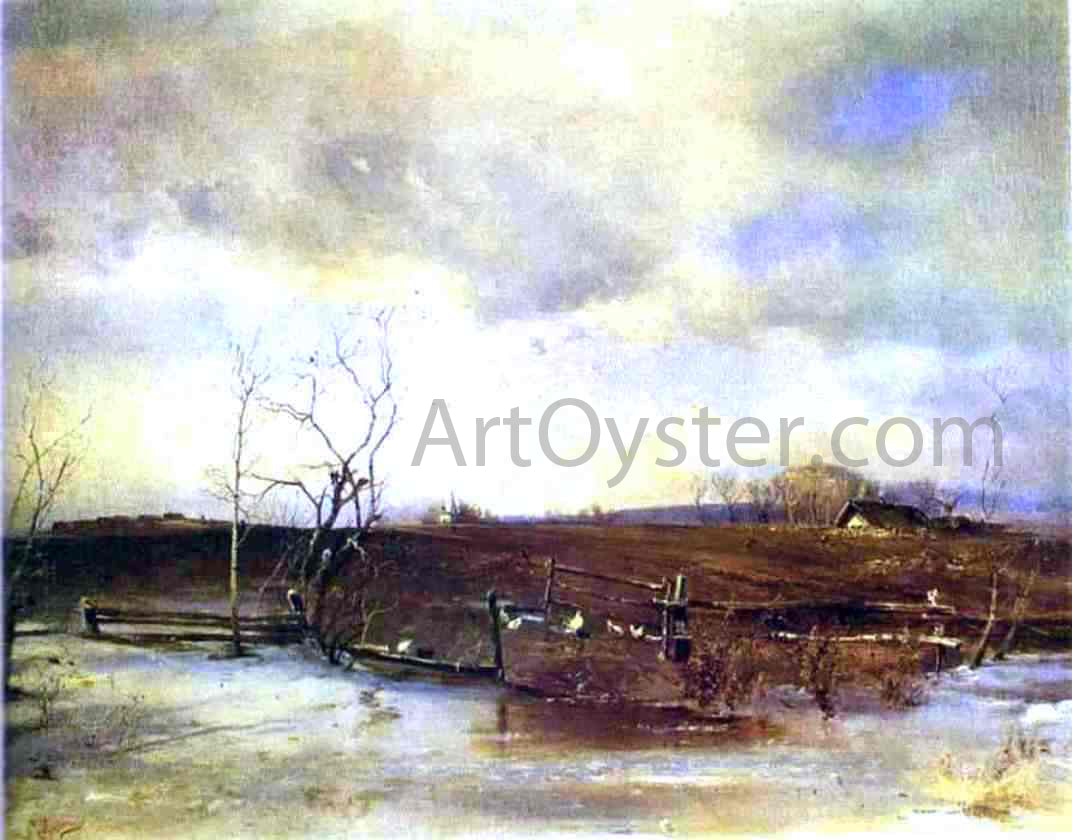 Alexei Kondratevich Savrasov Spring. Kitchen Gardens - Canvas Print