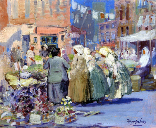 George Luks A Spring Morning, Houston and Division Streets, New York - Canvas Print