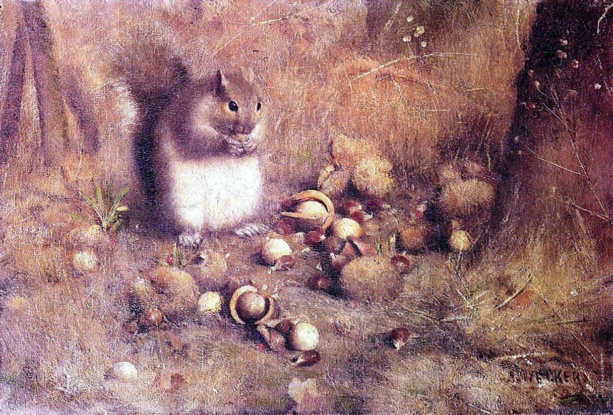 Joseph Decker A Squirrel with Nuts - Canvas Print