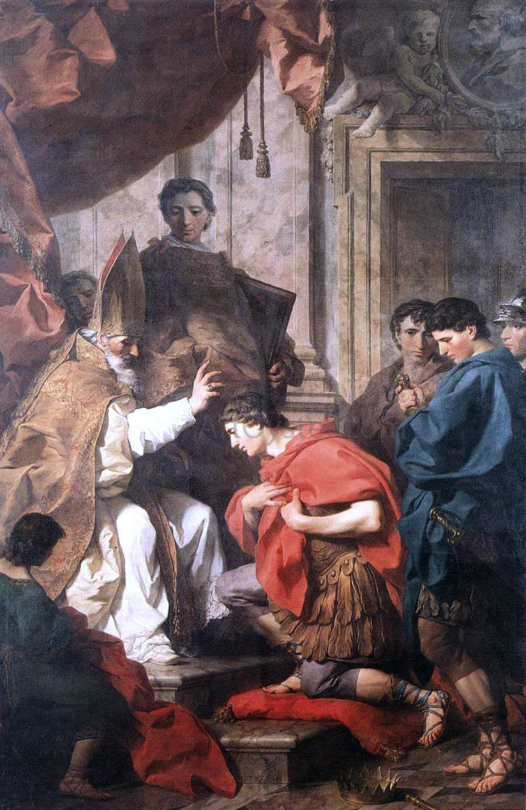 Pierre Subleyras St Ambrose Converting Theodosius - Canvas Print