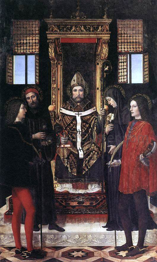 Ambrogio Bergog St Ambrose with Saints - Canvas Print